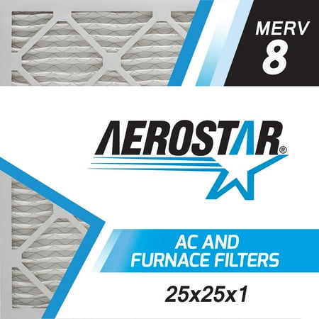

Aerostar 25x25x1 MERV 8 Pleated Air Filter 25x25x1 Box of 6 Made in the USA
