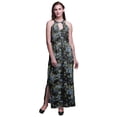 thumbnail image 1 of Bimba Floral Women Printed Crew Neck Side Slits Halter Dress Long Evening Gown-XX-Large, 1 of 6