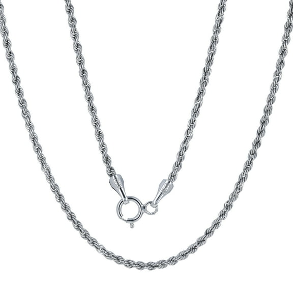 Nuragold 10k Real White Gold 1.5mm Rope Chain Diamond Cut Necklace (14"-26") Dainty Italian Jewelry for Men & Women