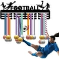 thumbnail image 7 of Football Medal Holder Hanger Medals Display Rack Black Metal Iron Medal Holder Shelf Sport Medal Stand Frame Wall Mounted Hanging Over 60 Medals for Soccer Athletes Medalist 15.7 x 6Inch, 7 of 7