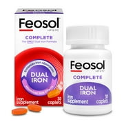 Feosol Complete Iron Supplement, Heme & Non-Heme Minimizes Side Effects, 30 Caplets