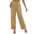 thumbnail image 2 of ClodeEU Women's Drawstring High Waist Glitter Sequin Wide Leg Pants,Casual Loose Trousers ,Women's Plus S, 2 of 6