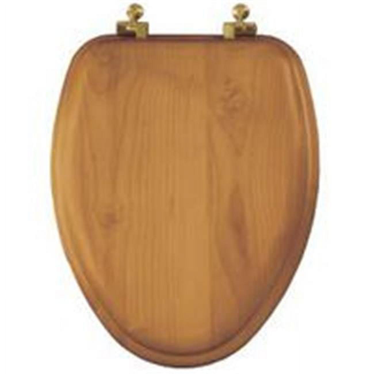 Mayfair Natural Oak Elongated Toilet Seat with Chrome Hinges photo 2