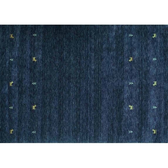 Ahgly Company Machine Washable Indoor Rectangle Abstract Turquoise Blue Contemporary Area Rugs, 5' x 7'
