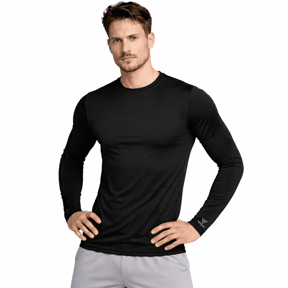 HEEDFIT Men's Quick Dry Moisture-Wicking Long Sleeve Workout T-Shirt Black S