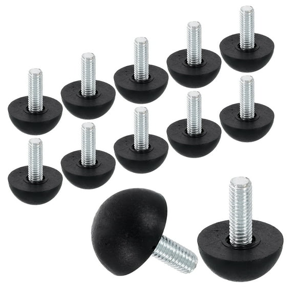 12Pack M6 Thread Furniture Feet Levelers, 22x17 Adjustable Leveling Screw, Black