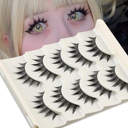 5 pares de pestañas postizas de manga para cosplay, 3D, con forma de diablillo, estilo japonés, maquillaje natural, herramientas de extensión de belleza para Halloween.