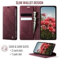 thumbnail image 2 of ShellTech Compatible with iPhone 16e Soft TPU PU Leather Case Flip Magnetic Stand Flip Protective Cover Leather Wallet Case with ID & Credit Card Slots Holder Case,Red, 2 of 12