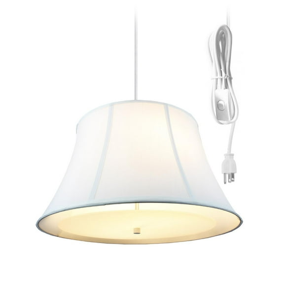 WHITE 2 Light Swag Plug-In Pendant with Diffuser