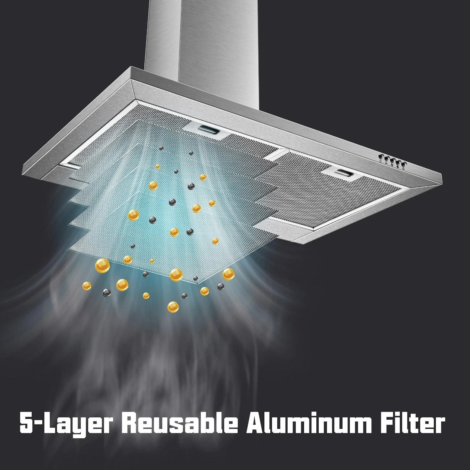 30 inch Range Hood 30 inch Wall Mount Range Hood in Stainless Steel With Ducted/Ductless Convertible,Stove Vent Hood with Aluminum Filters,3 Speed Exhaust Fan,LED Light,Button Control