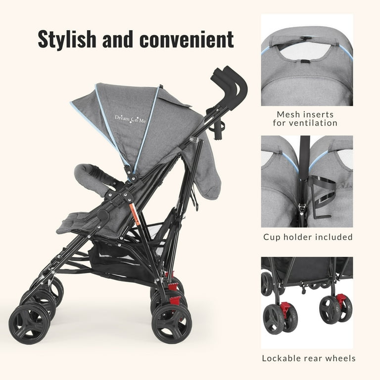 Dream On Me Volgo Lightweight Portable Twin Umbrella Stroller with