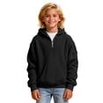 thumbnail image 6 of LJEFF Boys Waffle Knit Half Zip Hoodie, Lightweight Soft Casual Pocket Kids Pullover Top Black Size 8, 6 of 7