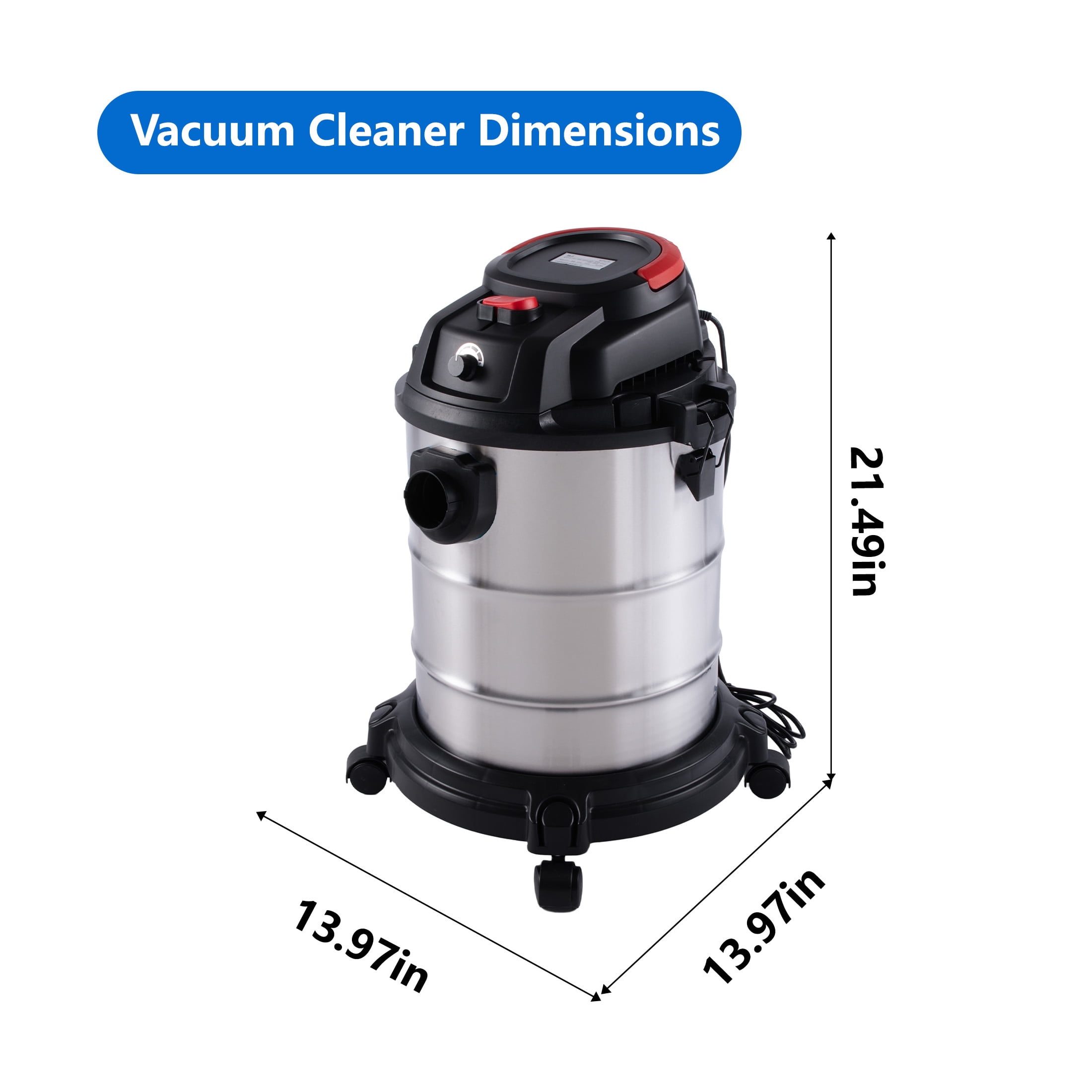 GDF Studio 8 Gallon Wet Dry Vacuum, 6 Peak HP 3-in-1 Shop Vac with Blower Function, Black