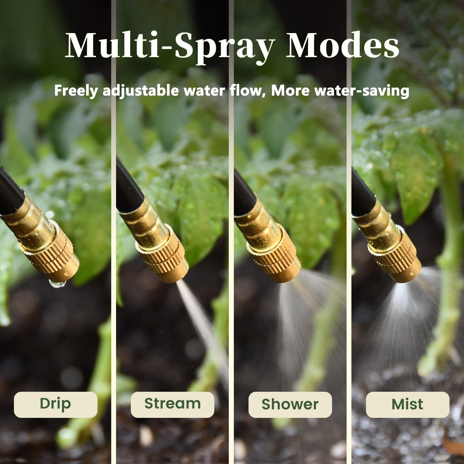 RainPoint 50FT Drip Irrigation System, 15PCS 360° Brass Nozzles Garden Watering Kit for Greenhouse Lawn Raised Beds