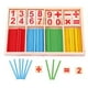 thumbnail image 2 of Palitos de madera para contar letras y números, bloques de construcción con palitos de inteligencia matemática, tarjetas de madera con números y varillas para contar con caja, 2 of 7