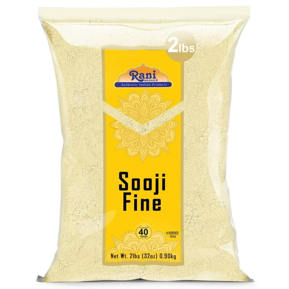 Rani Sooji Fine (Farina, Suji, Rava, Wheat) Flour, 32oz (2lbs) 907g ~ All Natural | Vegan | NON-GMO | Kosher | Indian Origin