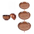 thumbnail image 2 of 4 Pcs Wooden Handmade Bowl and Spoon & 1 Pcs Tableware Household Smooth Wooden Bread Dish Tray, 2 of 5