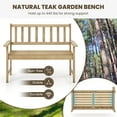 thumbnail image 3 of Amijoy Outdoor Teak Wood Garden Bench, 2-Person Patio Bench With Backrest And Armrests, Patio Garden Bench Natural, 3 of 7