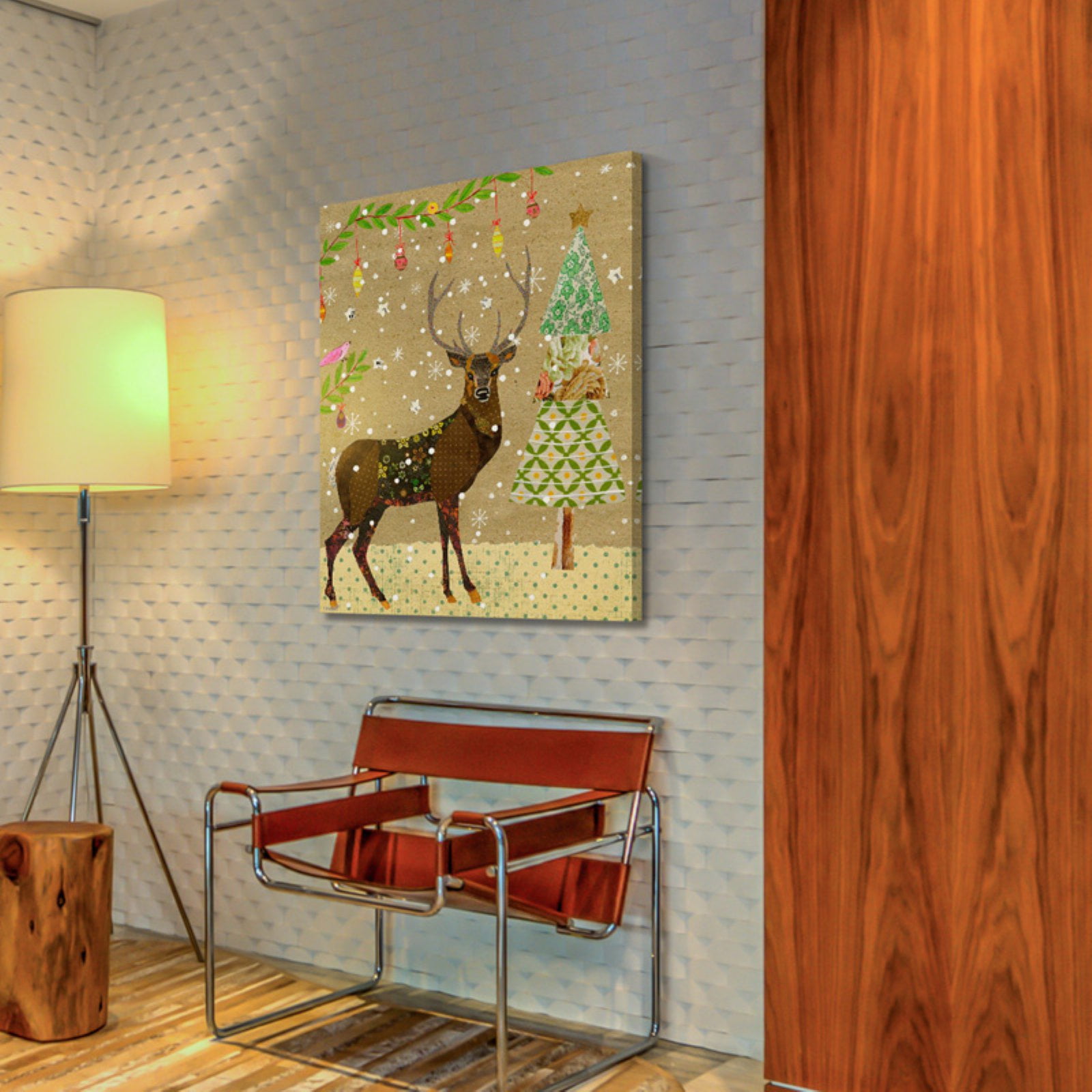 Marmont Hill Christmas Reindeer Print on Wrapped Canvas