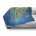 thumbnail image 3 of Floral World Map Soft Flannel Fleece Blanket, Daisy Lily Daffodil Poppy Botany Bouquet World Map with Grass Concept, Cozy Plush for Indoor and Outdoor Use, 70" x 90", Lime Green Blue, by Ambesonne, 3 of 6
