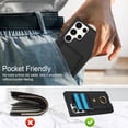 thumbnail image 4 of SaniMore for Samsung Galaxy S22 Ultra Case with Metal Rotating Ring Kickstand RFID Blocking Card Slots PU Leather Anti-scractch Wear-resitant Shockproof Wallet Cover for Samsung S22 Ultra, Black, 4 of 9