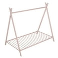 thumbnail image 4 of Gewnee Twin Size Metal Tent Bed Floor House Bed with with x-Shaped Frame for Kids,Pink, 4 of 8