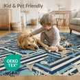 thumbnail image 4 of ODIKA 5'x7' Washable Area Rug Easy Care, Non-Shedding, Pet Friendly, Starfish Coral Seashell Nautical Motifs Striped Marine Mosaic Playful Expressive for Small Living Room, Bedroom, 4 of 7
