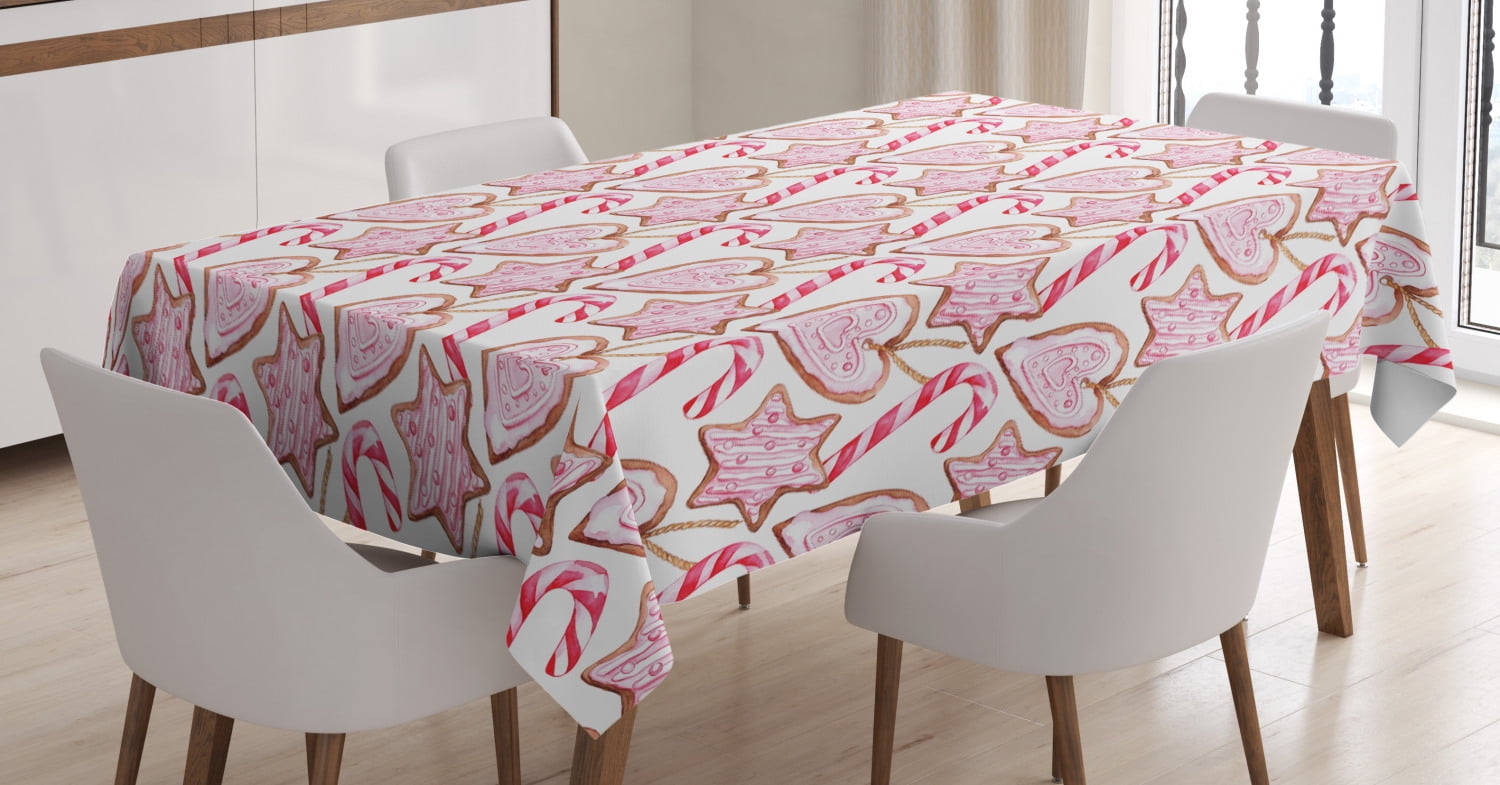 60 x 84 Inches Pink and White Vinyl Tablecloth