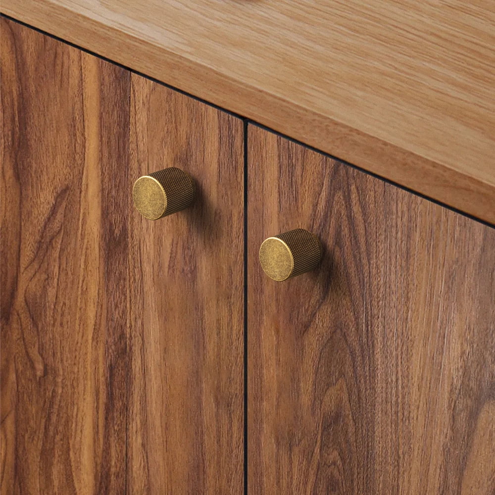 Goo-Ki 12 Pack Knurled Antique Brass Cabinet Knobs, Vintage Bronze Drawer Knobs, Solid Retro Brass Single Hole Cabinet Handles for Closet Wardrobe Dresser Cupboard