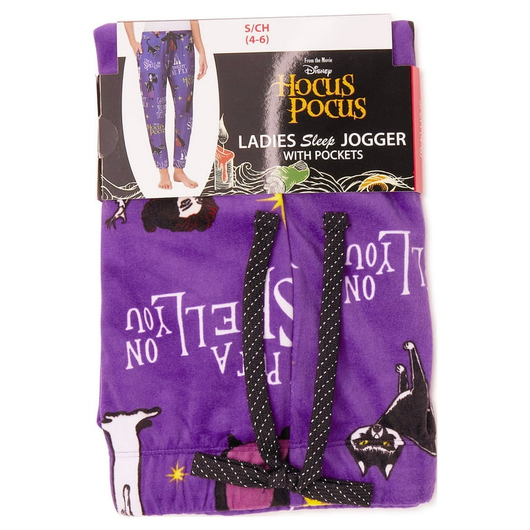Disney by Hocus Pocus Women s Jogger Sleep Pants 100 Polyester Multi Character Black