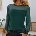 thumbnail image 2 of CONZONE Women's Lace Mesh T-Shirts Long Sleeve See Through T Shirts for Women Casual Crew Neck Sequined Lightweight Tees Soft Cozy Dailywear, 2 of 7