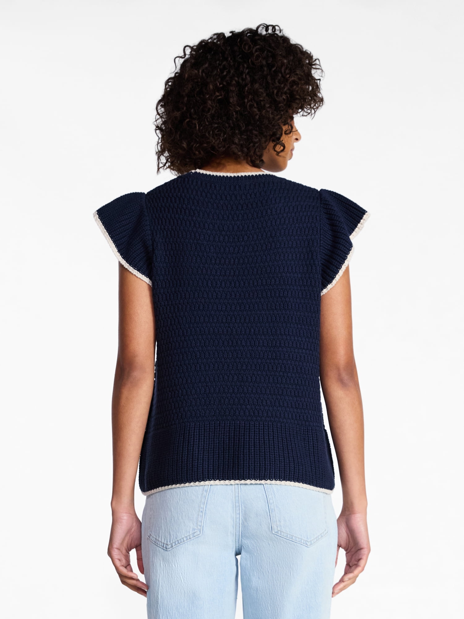 Time and Tru Women's Flutter Sleeve Sweater, Lightweight, Sizes XS-XXXL