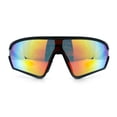 thumbnail image 3 of Mens Classic Oversized Shield Color Mirror Wrap Around Sport Plastic Sunglasses Matte Black - Rainbow Mirror, 3 of 8
