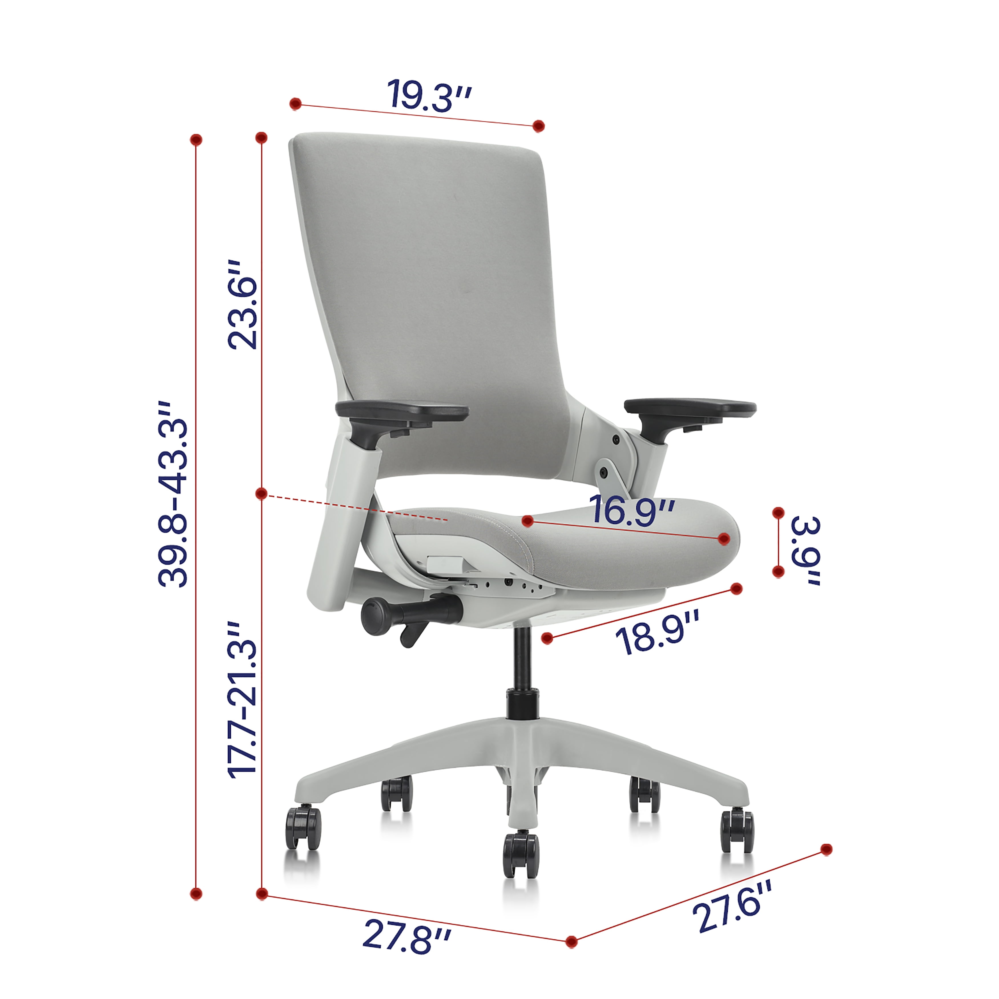 Furniture of America Inek Ergonomic Office Chair, Gray and White