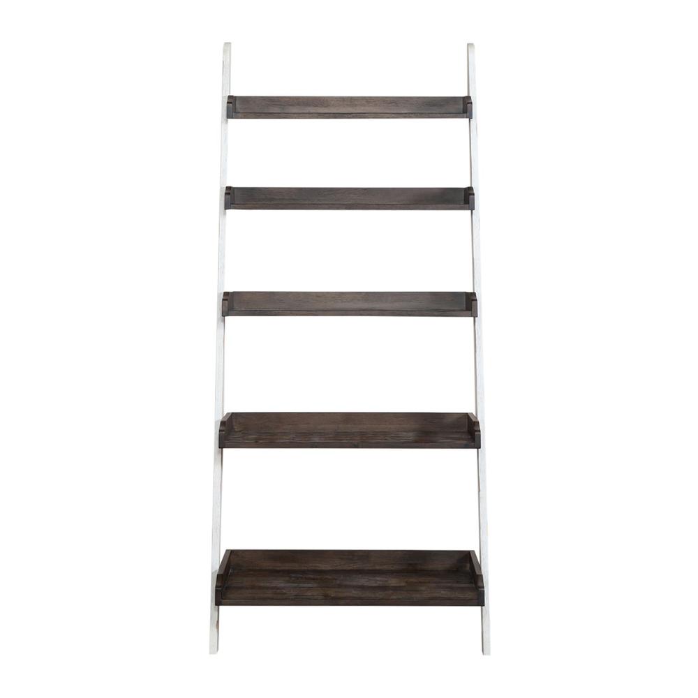 Liberty Furniture Industies, INC Farmhouse Leaning Bookcase in Two Tone White w/ Wood Tone Top