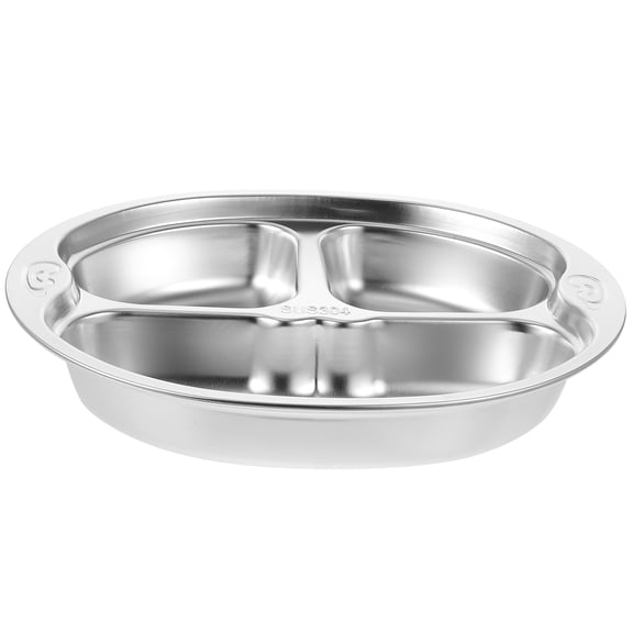 PTOOTP Plated Silver 304 Stainless Steel Divided Tray for Camping and Home Use