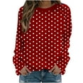 thumbnail image 7 of VEKDONE Women’s Polka Dot Print Sweatshirt Long Sleeve Crewneck Casual Pullover Tops Loose Fit Lightweight Basic Sweatshirts, 7 of 7