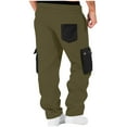 thumbnail image 3 of Sookity Mens Big and Tall Cargo Pants Casual Pants Elastic Waist Convertible Fishing Hiking Outdoor Pants Baggy with Pockets Lightweight Work Sweatpants Army Green,L, 3 of 7