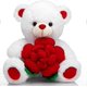 thumbnail image 1 of Teddy Bear Stuffed Animals Plush Bear Holding Rose Soft Plush Toy Valentine's Day, 16 Inch, White, 1 of 5