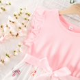 thumbnail image 5 of Vestido rosa para niños y niñas, ropa estampada con lazo, manga voladora, línea A, de 2 a 10 años, para uso diario, verano 2024, 5 of 5