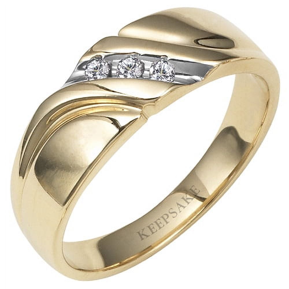 1/10ctw Certified Genuine Diamond 10KT Yellow Gold Men's "Franklin" band by Keepsake