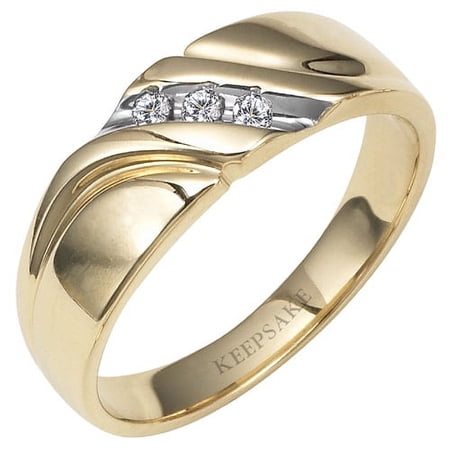 1/10ctw Certified Genuine Diamond 10KT Yellow Gold Men's "Franklin" band by Keepsake