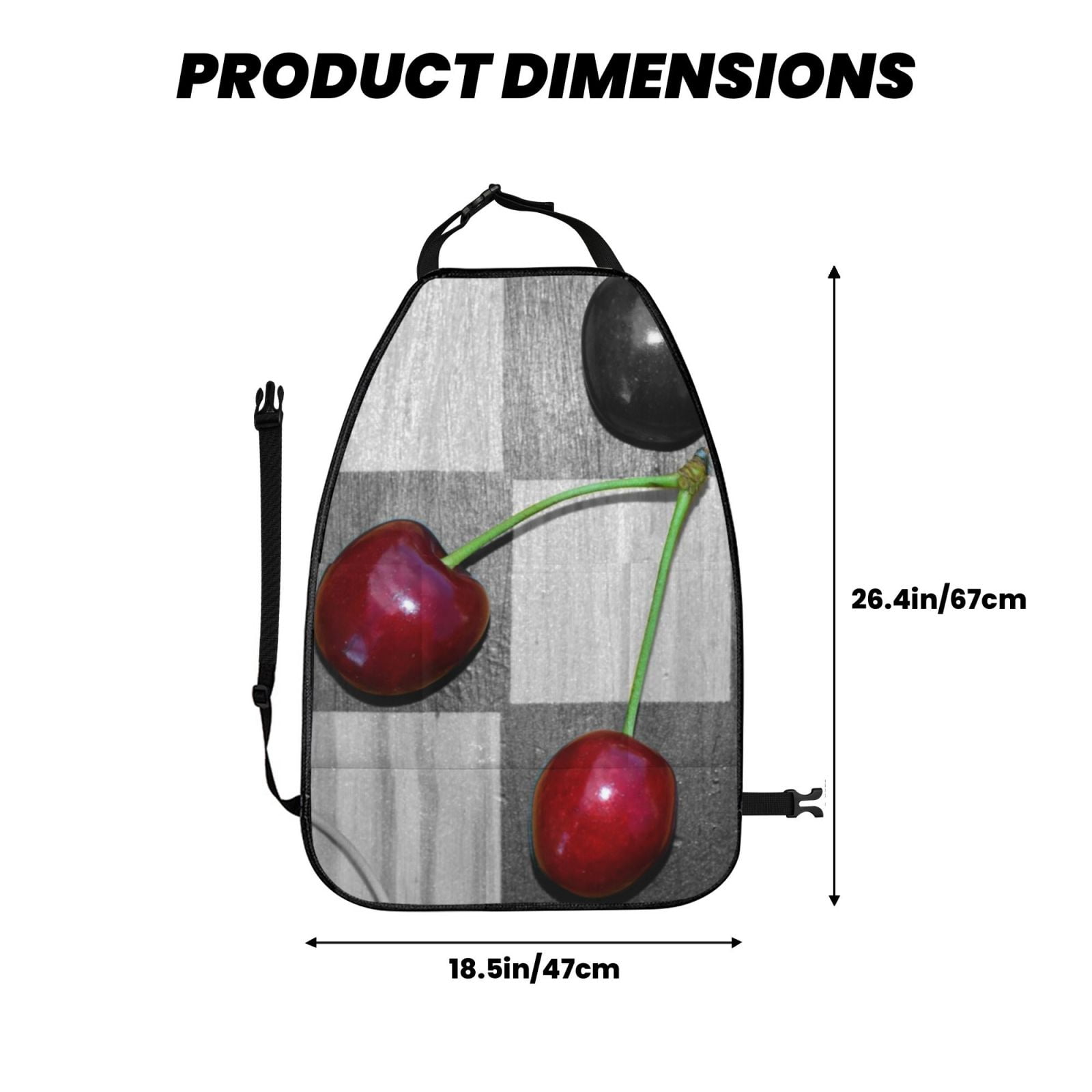 Xecao Cherries laid Pattern Car Seat Back Protector 2 Pack Large Capacity Pocket, Kick Mats Back Seat Protector