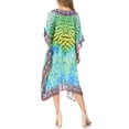 thumbnail image 2 of Sakkas Miui Ligthweight Rhinestone V Neck Printed Short Caftan Dress / Cover Up - WT53-Turq - One Size, 2 of 5