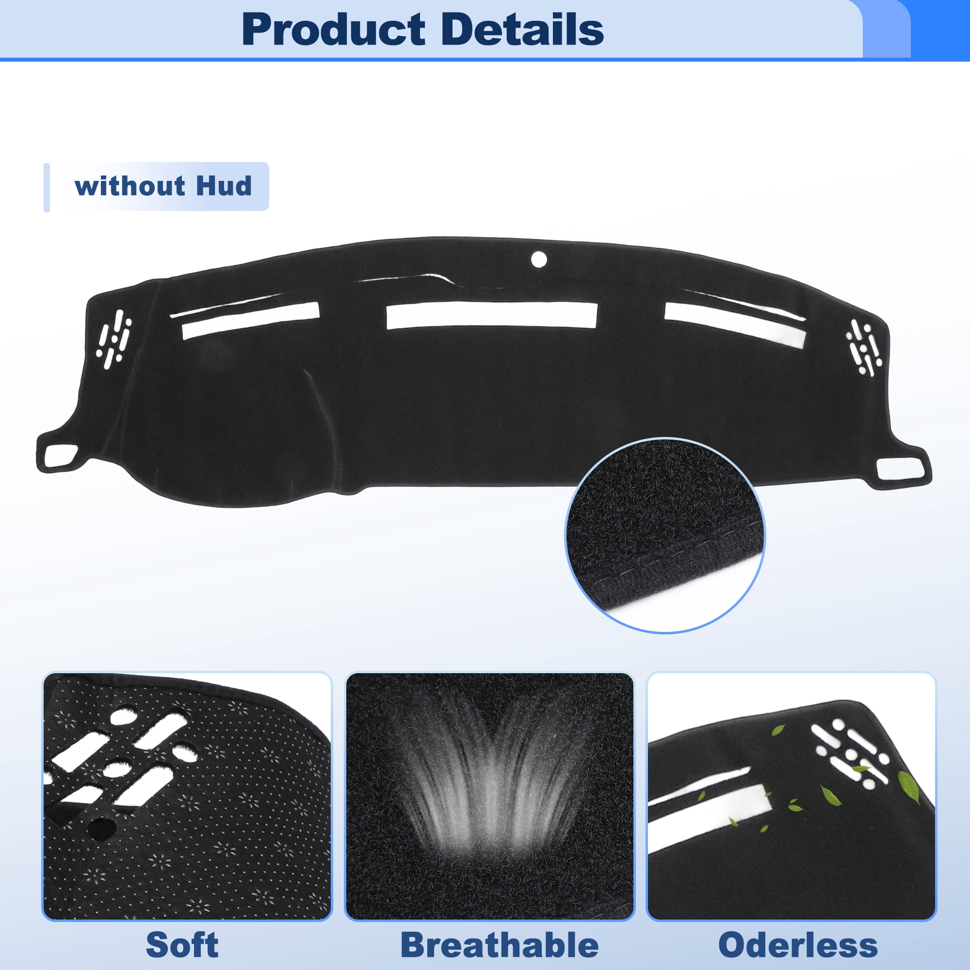 Dashboard Cover for Dodge for Ram 1500 2500 3500 2010-2018 Interior Dash Cover Mat Pad Carpet Non-Slip Dashboard Protector Sunshine UV & Heat Resistant Black