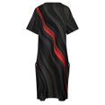 thumbnail image 4 of Vestido de noche de lujo para mujer ropa holgada con bolsillos diseño moderno abstracto negro y rojo, 4 of 6