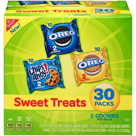 Nabisco Oreo, Chips Ahoy!, & Golden Oreo Sweet Treats Variety Cookie Pack, 23.3 Oz., 30 (Best Low Calorie Sweet Snacks)