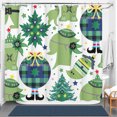 thumbnail image 1 of Whimsical Rideau de Douche de Noël - Design Festif Arbres & Elfes, 1 of 5