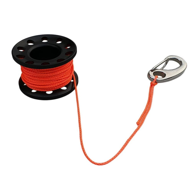 Small Compact Finger Spool, Scuba Diving Reel Line Holder & Stainless Steel  Spring Hook Gear Equipment - Select Colors Black 