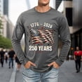 thumbnail image 5 of 250Th Anniversary Usa Shirt Casual Long Sleeve T Shirt Athletic Fit Crew Neck Mens Tees Grey S, 5 of 6